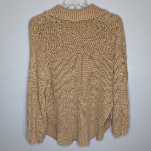 Free People Say Anything Oversized Cable Knit Cardigan Sweater in Yellow Size XS - Picture 7 of 10